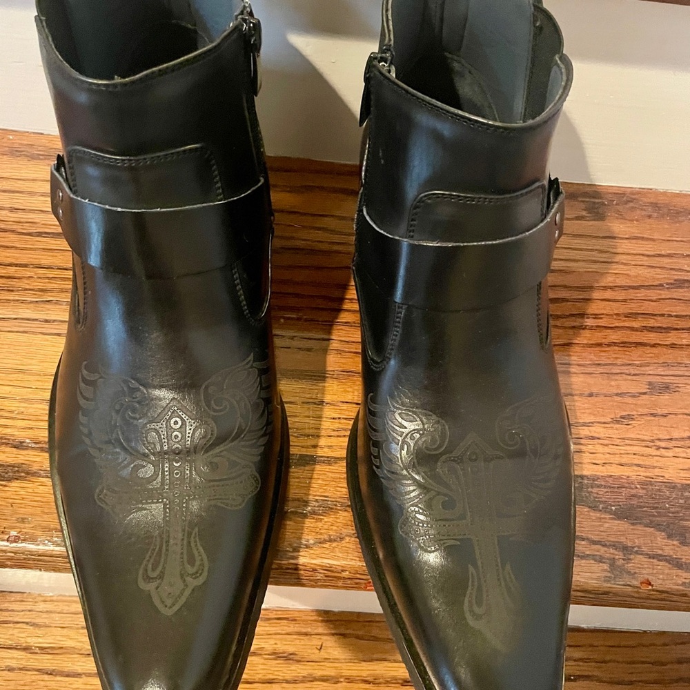 Alberto Fellini Men's Black Leather Boots , size 12